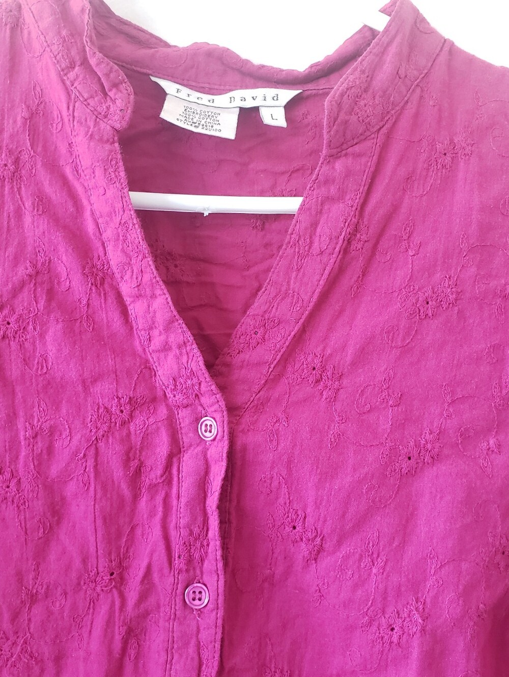 Embroidered Button-Front Top/Blouse - Picture 3 of 10